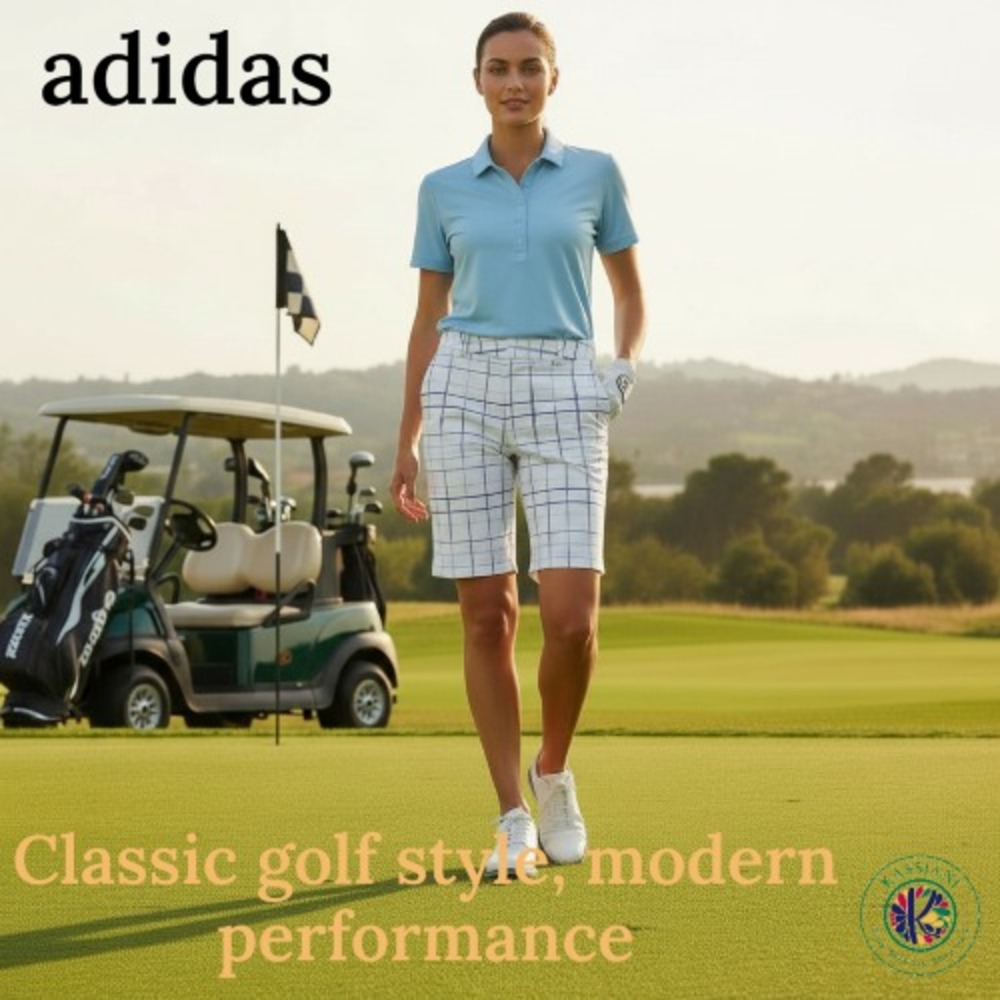 adidas Women's Clima‑lite Golf Bermuda‎ Shorts – Check Pattern, 12" Inseam, 6